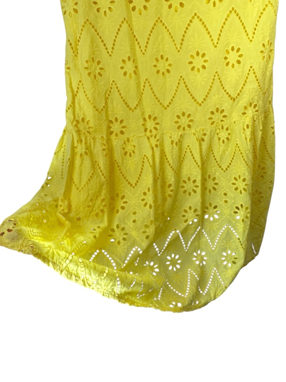 Valentina Naldi Eyelet High Low Dress Yellow Sleeveless Resort Medium Coastal - Picture 10 of 15